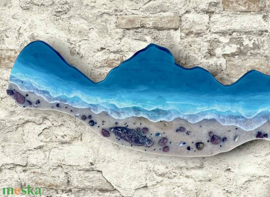Műgyanta Balaton falikép 200 cm, balatoni homokkal, kagylókkal, kövekkel - otthon & életmód - dekoráció - kép & falikép - 3d képek - Meska.hu