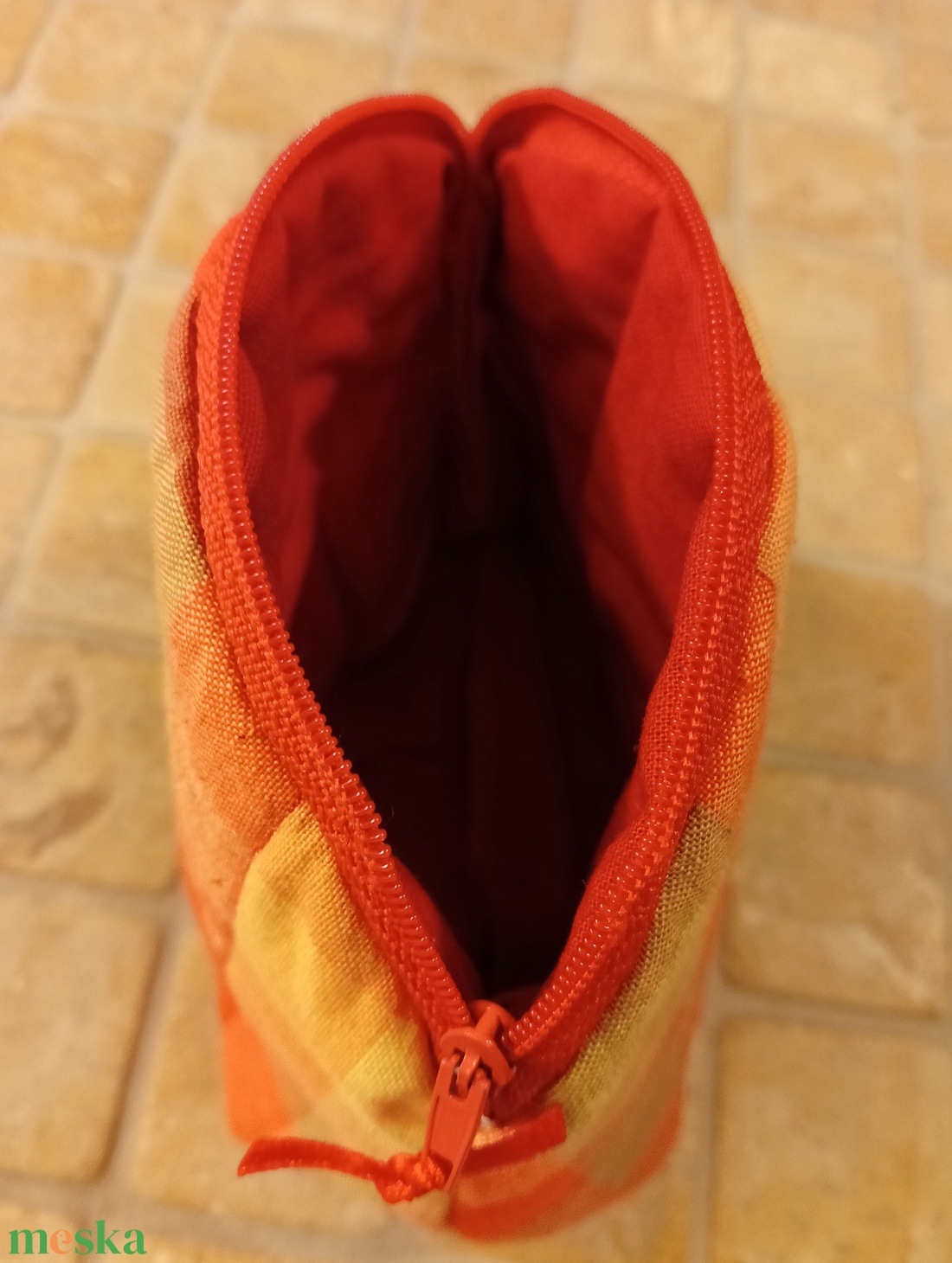 Neszeszer - piros-sárga kockás - táska & tok - neszesszer - Meska.hu