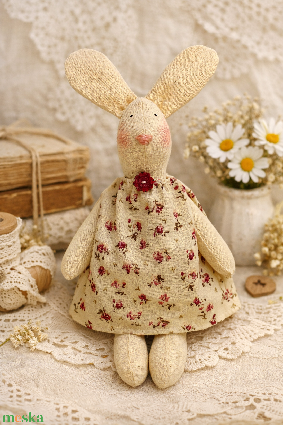 Bori nyuszi - kézzel készült, Waldorf ihletésű textilfigura - játék & sport - plüssállat & játékfigura - más figura - Meska.hu