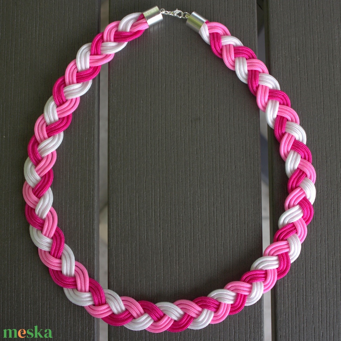 Pink - magenta - fehér fonott paracord nyaklánc - ékszer - nyaklánc - medál nélküli nyaklánc - Meska.hu Pink - magenta - fehér fonott paracord nyaklánc - ékszer - nyaklánc - medál nélküli nyaklánc - Meska.hu