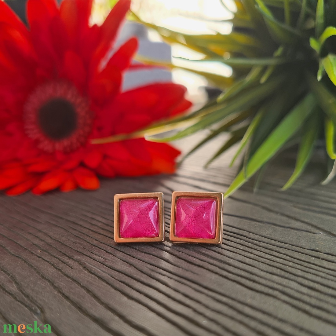 Metál pink - rosegold nemesacél négyzet fülbevaló - ékszer - fülbevaló - pötty fülbevaló - Meska.hu Metál pink - rosegold nemesacél négyzet fülbevaló - ékszer - fülbevaló - pötty fülbevaló - Meska.hu