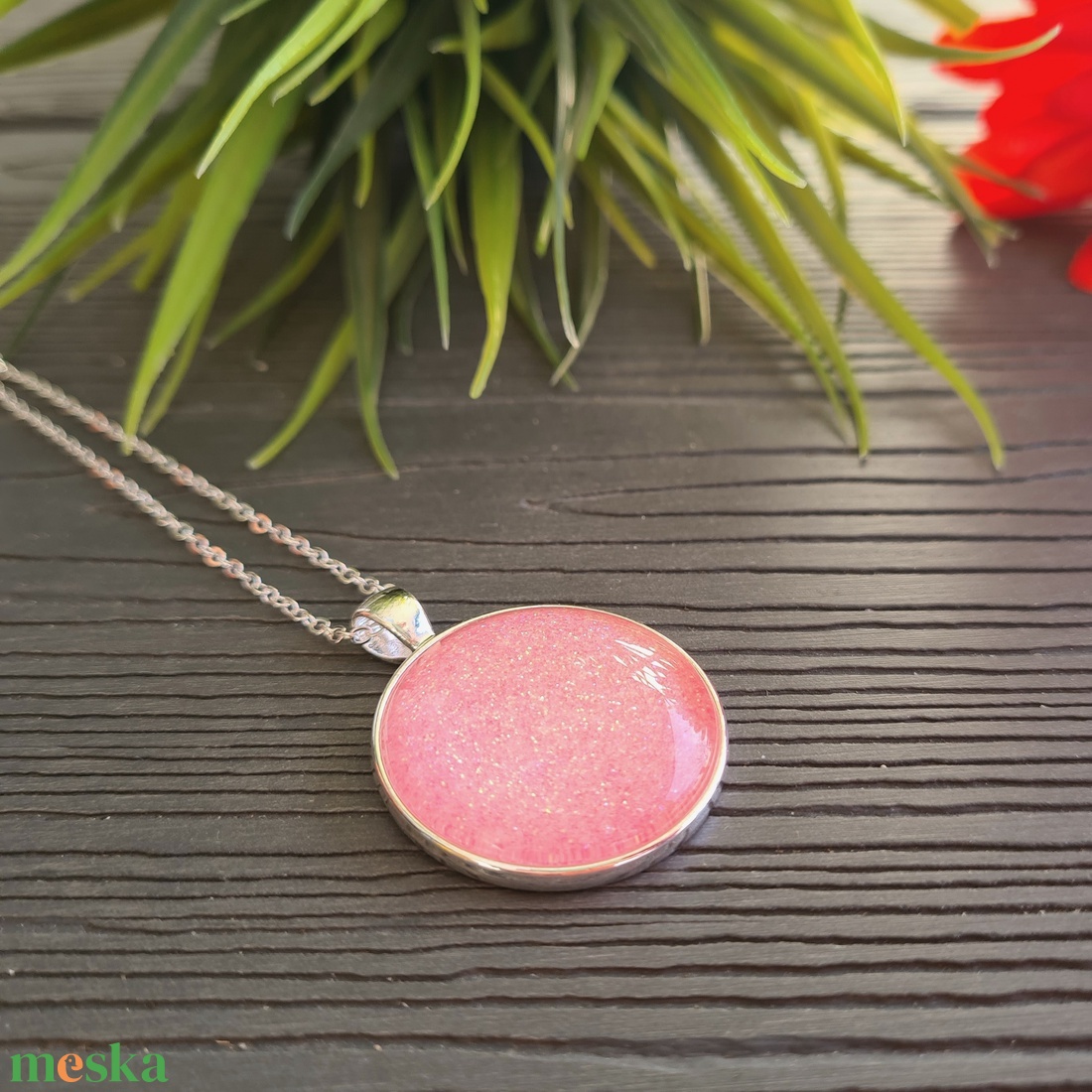 Csillogó pink - ezüst nikkelmentes nyaklánc - ékszer - nyaklánc - medálos nyaklánc - Meska.hu Csillogó pink - ezüst nikkelmentes nyaklánc - ékszer - nyaklánc - medálos nyaklánc - Meska.hu