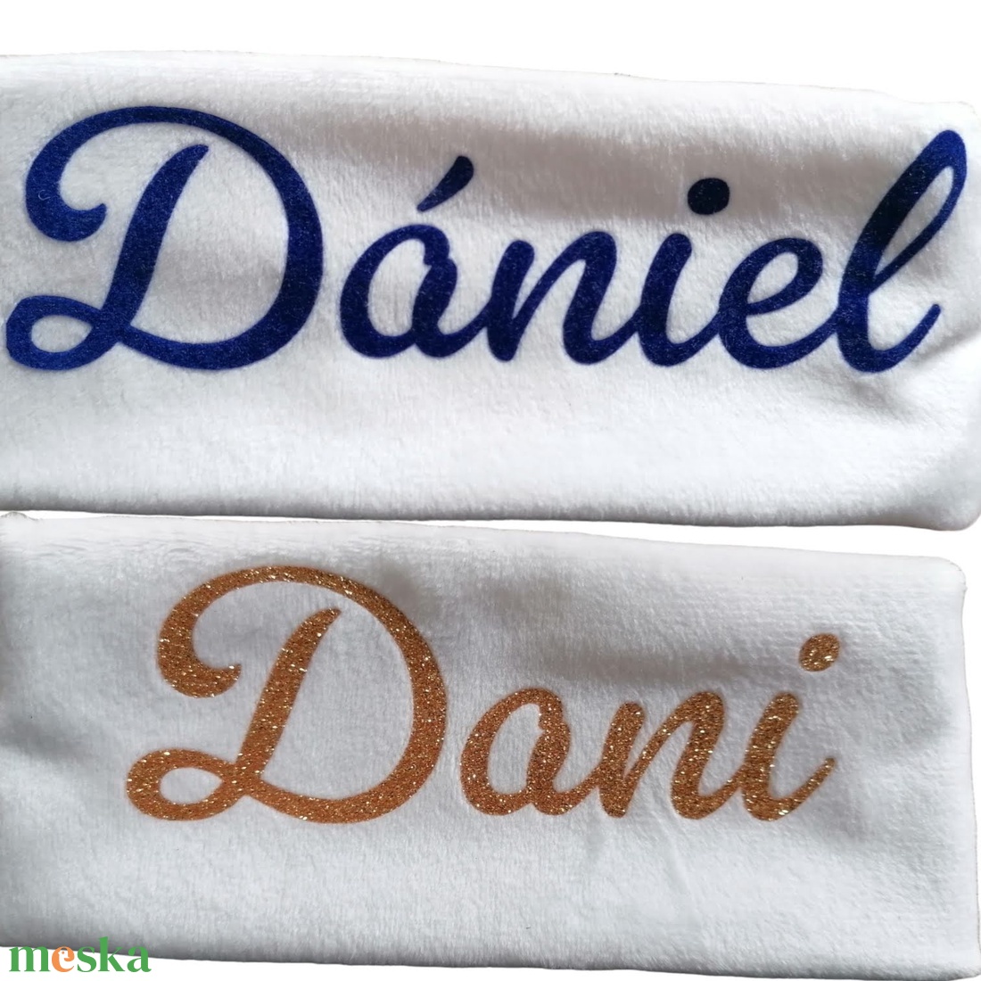 Névre szóló mikulás csizma, kék-fehér-arany színben - karácsony - mikulás - mikulás zsák - Meska.hu