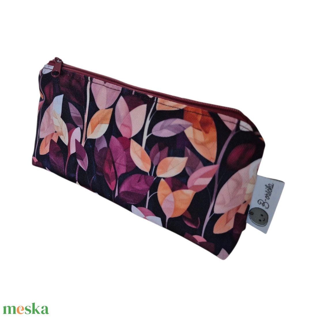 Neszesszer vízálló poliészterből - bordó levelek - táska & tok - neszesszer - Meska.hu