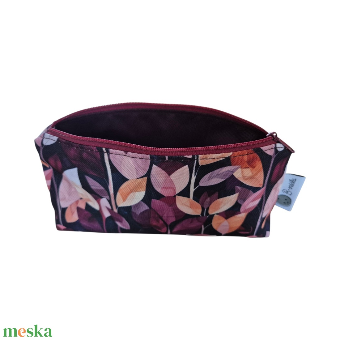 Neszesszer vízálló poliészterből - bordó levelek - táska & tok - neszesszer - Meska.hu