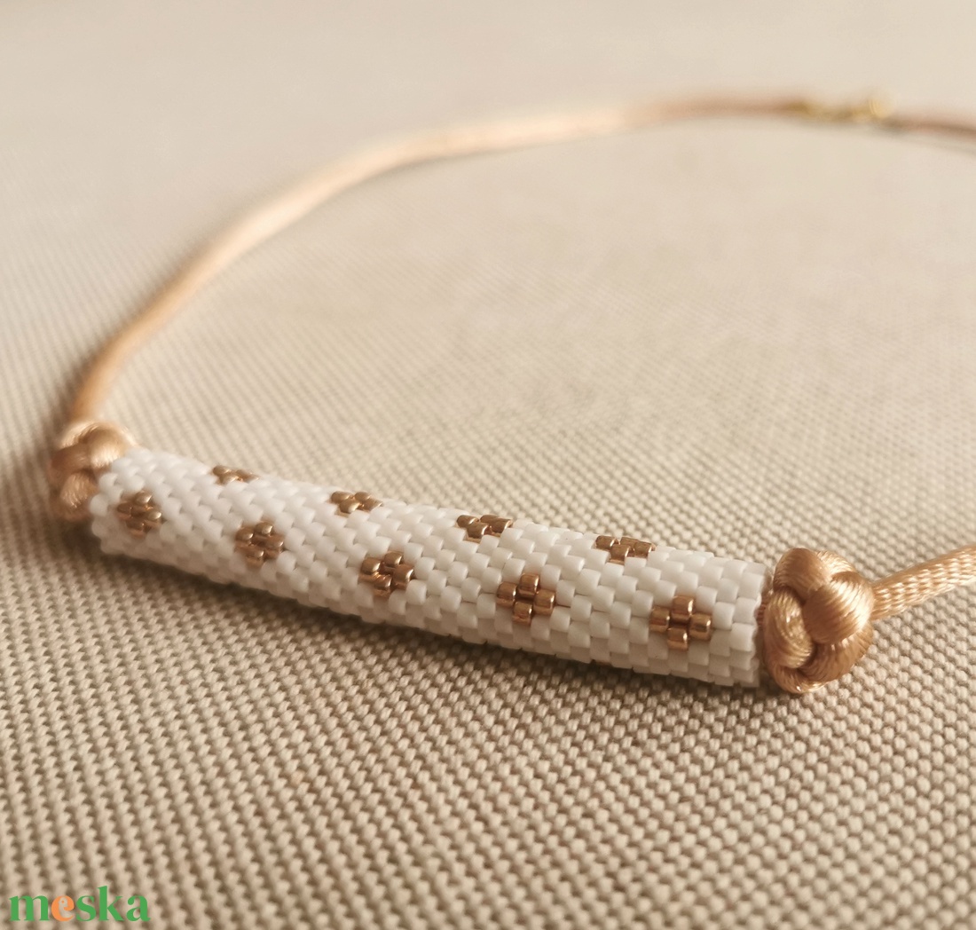 Hókristály peyote nyaklánc - ékszer - nyaklánc - gyöngyös nyaklánc - Meska.hu