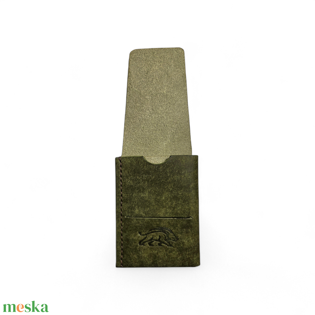 Minimalista bőr kártyatartó Fil - oliva pueblo - táska & tok - pénztárca & más tok - kártyatartó & irattartó - Meska.hu