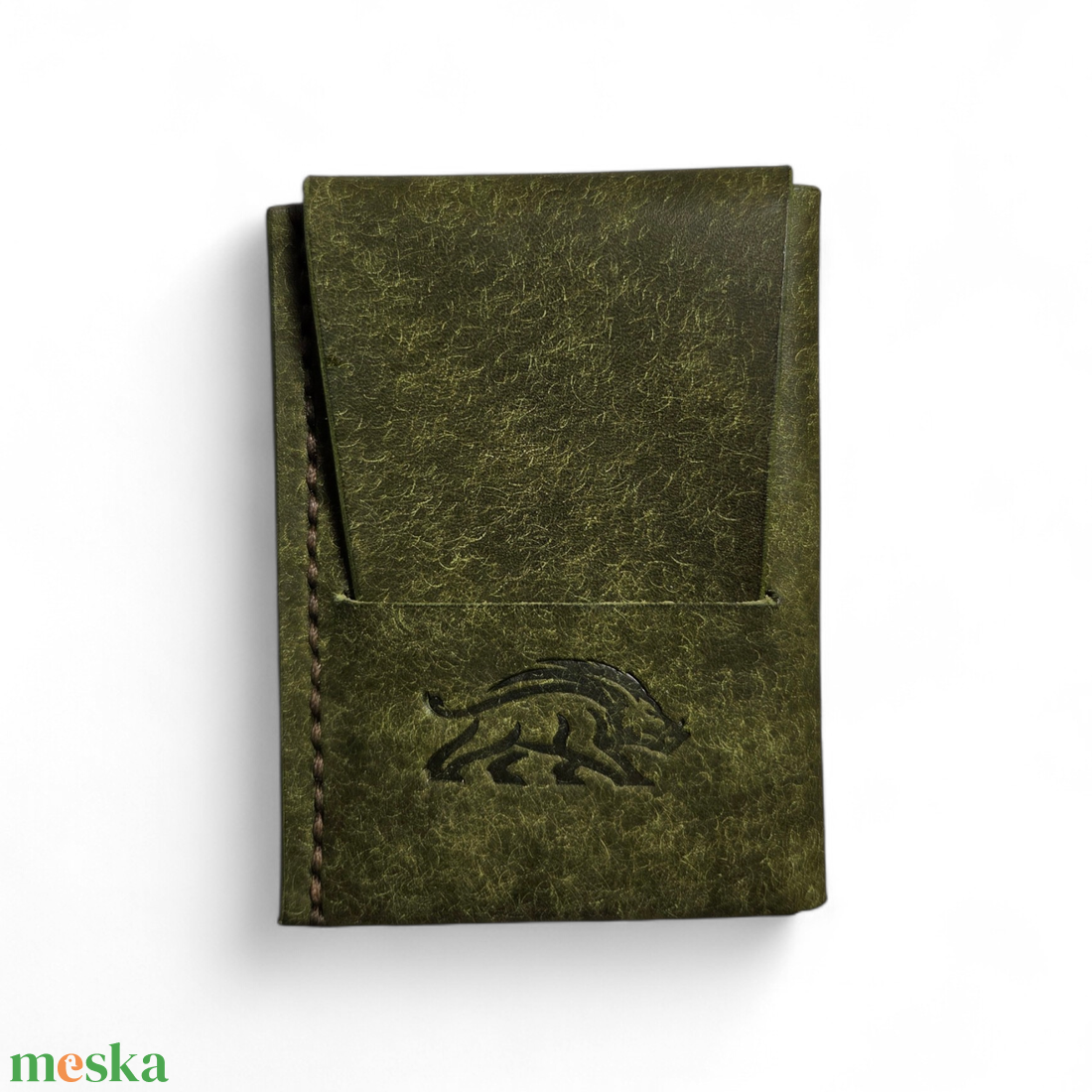 Minimalista bőr kártyatartó Fil - oliva pueblo - táska & tok - pénztárca & más tok - kártyatartó & irattartó - Meska.hu