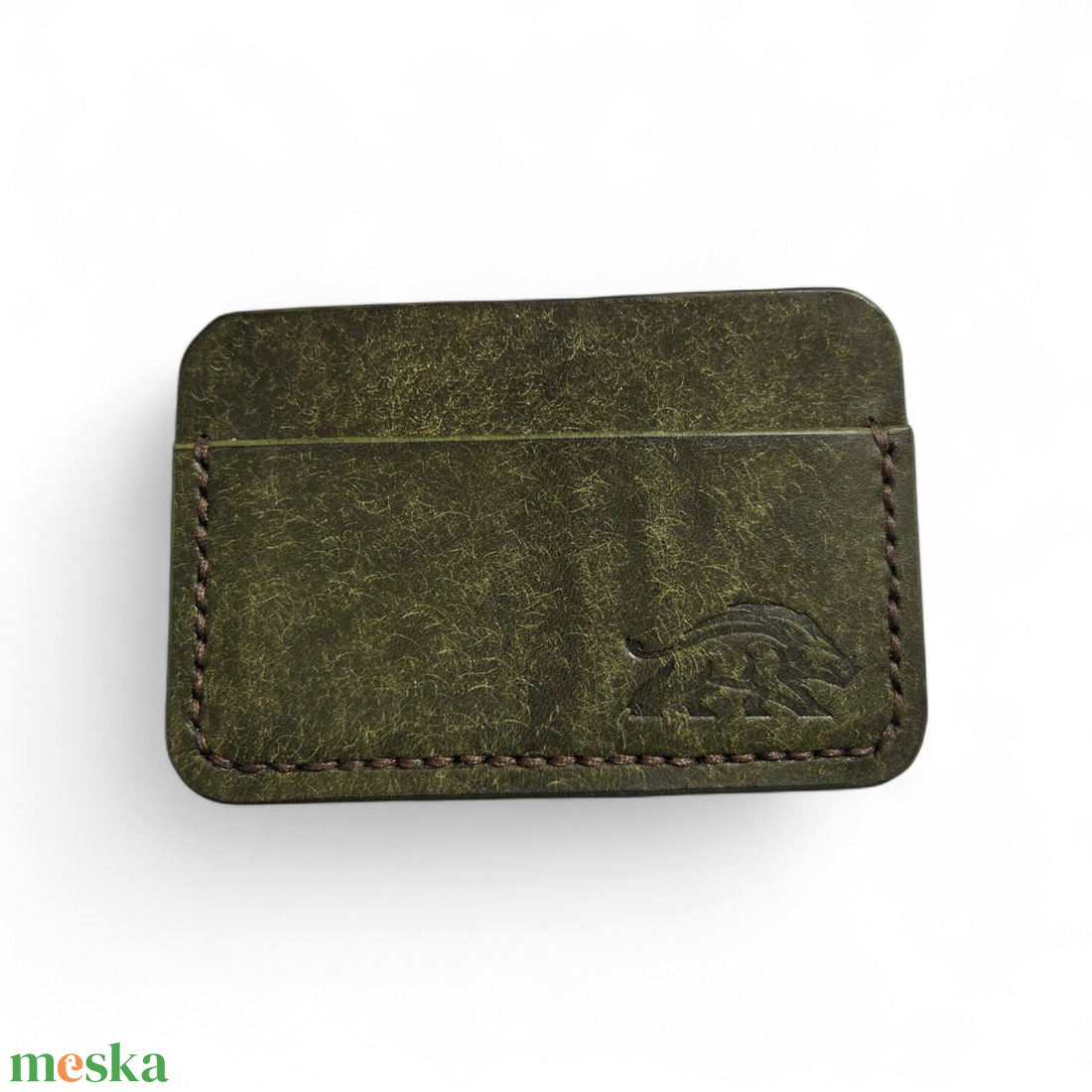 Minimalista bőr kártyatartó Kong - oliva pueblo - táska & tok - pénztárca & más tok - pénztárca - férfi pénztárca - Meska.hu