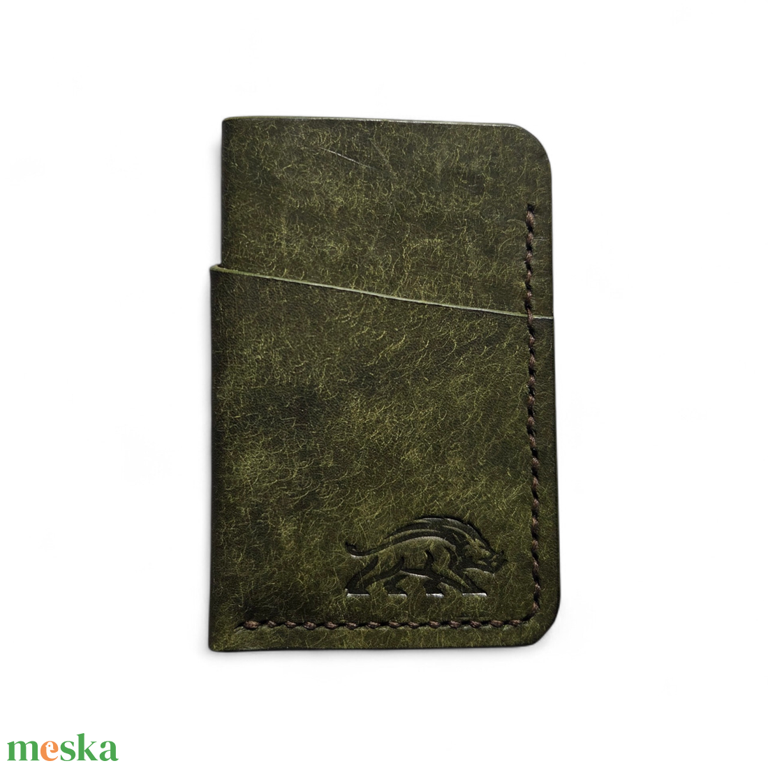 Minimalista bőr kártyatartó Xeno - oliva pueblo - táska & tok - pénztárca & más tok - pénztárca - férfi pénztárca - Meska.hu