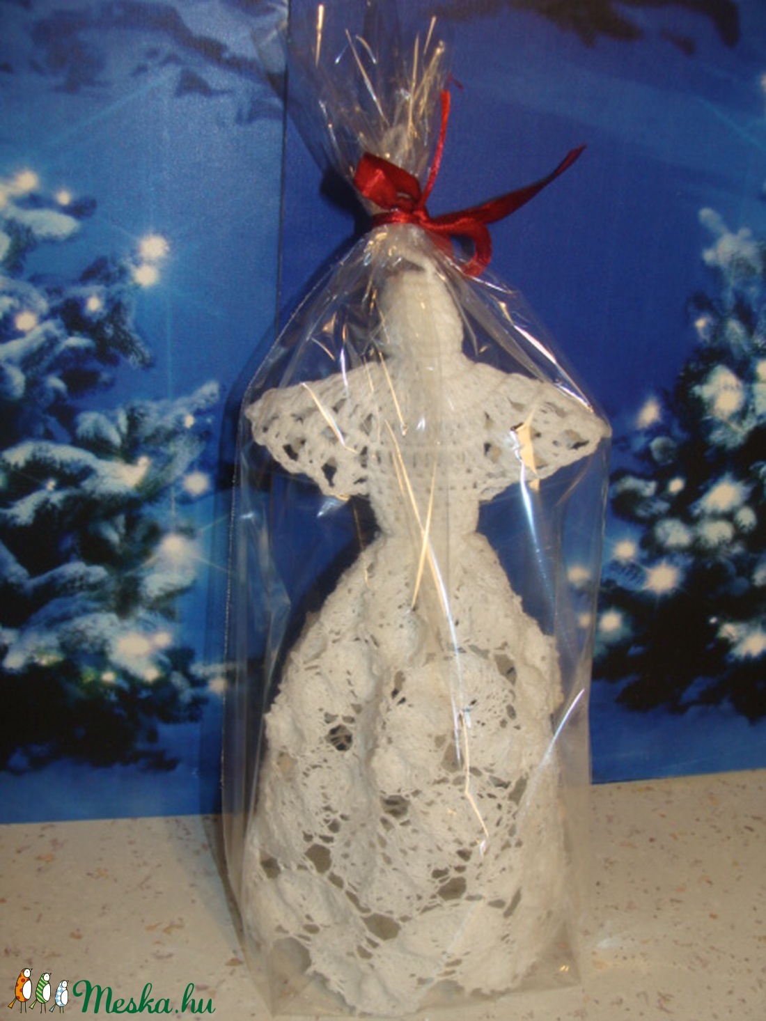 Csipkés szoknyás horgolt angyal 20 cm -  - Meska.hu