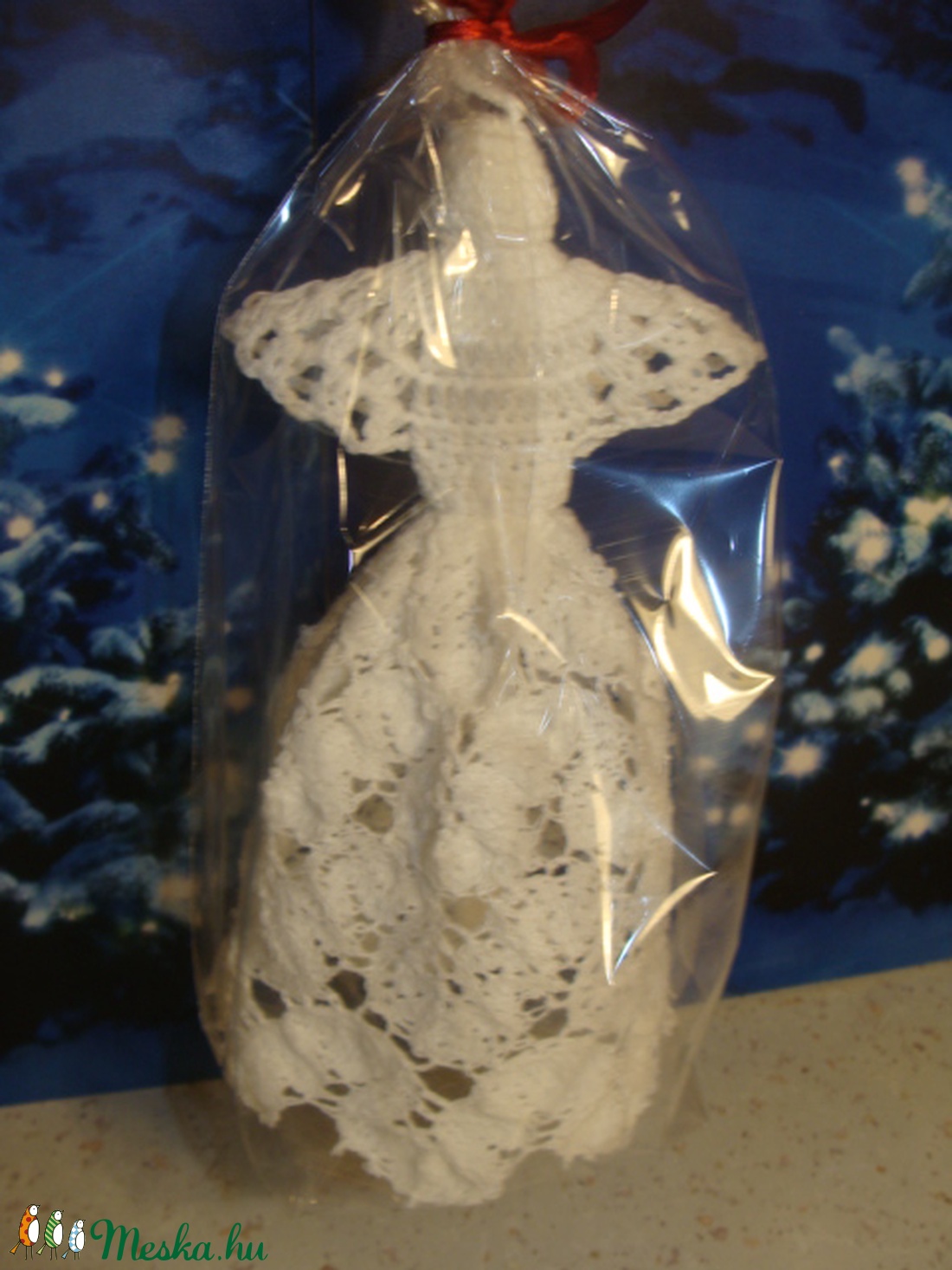 Csipkés szoknyás horgolt angyal 20 cm -  - Meska.hu