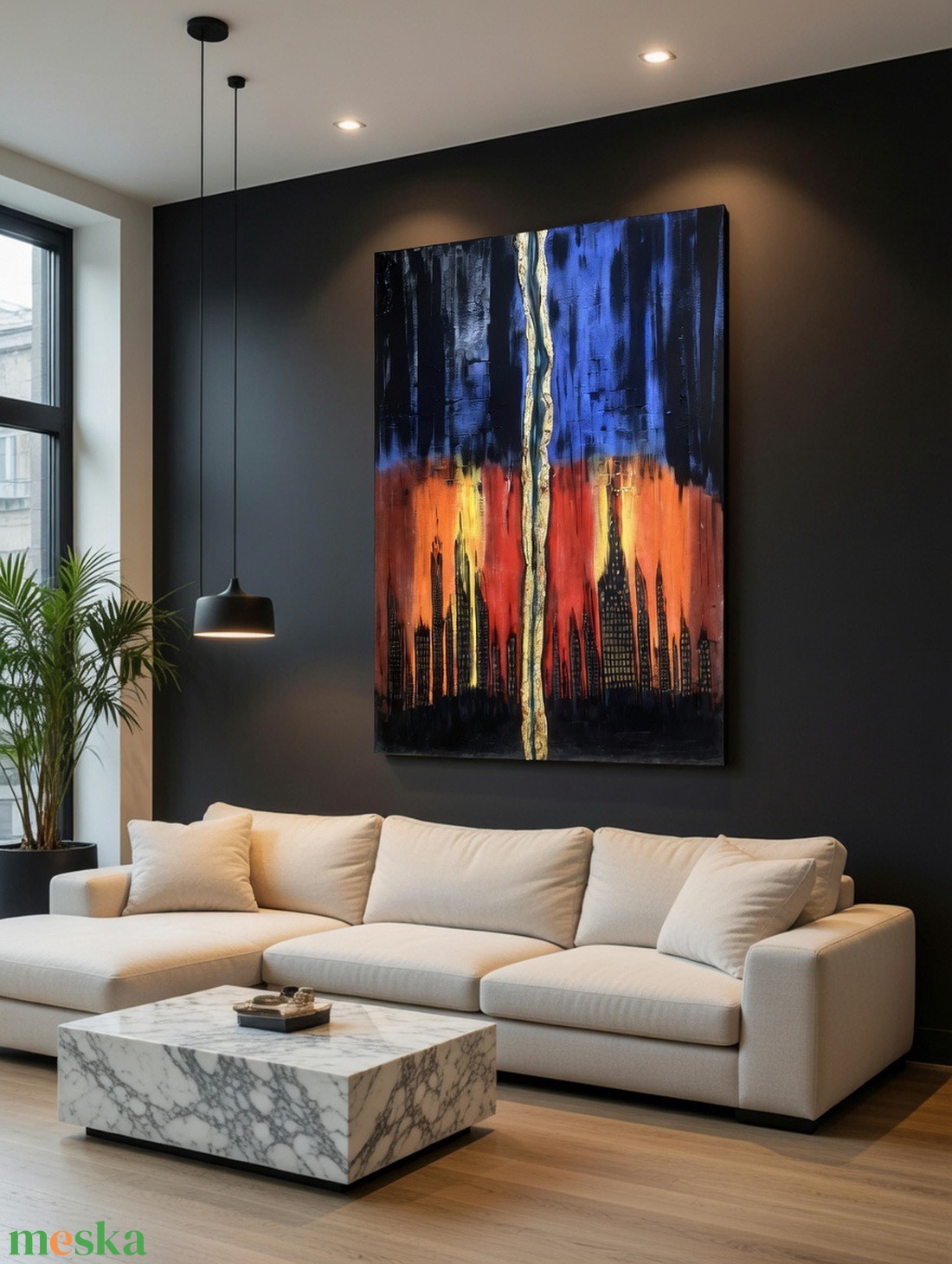 Modern absztrakt városi festmény - művészet - festmény - akril - Meska.hu