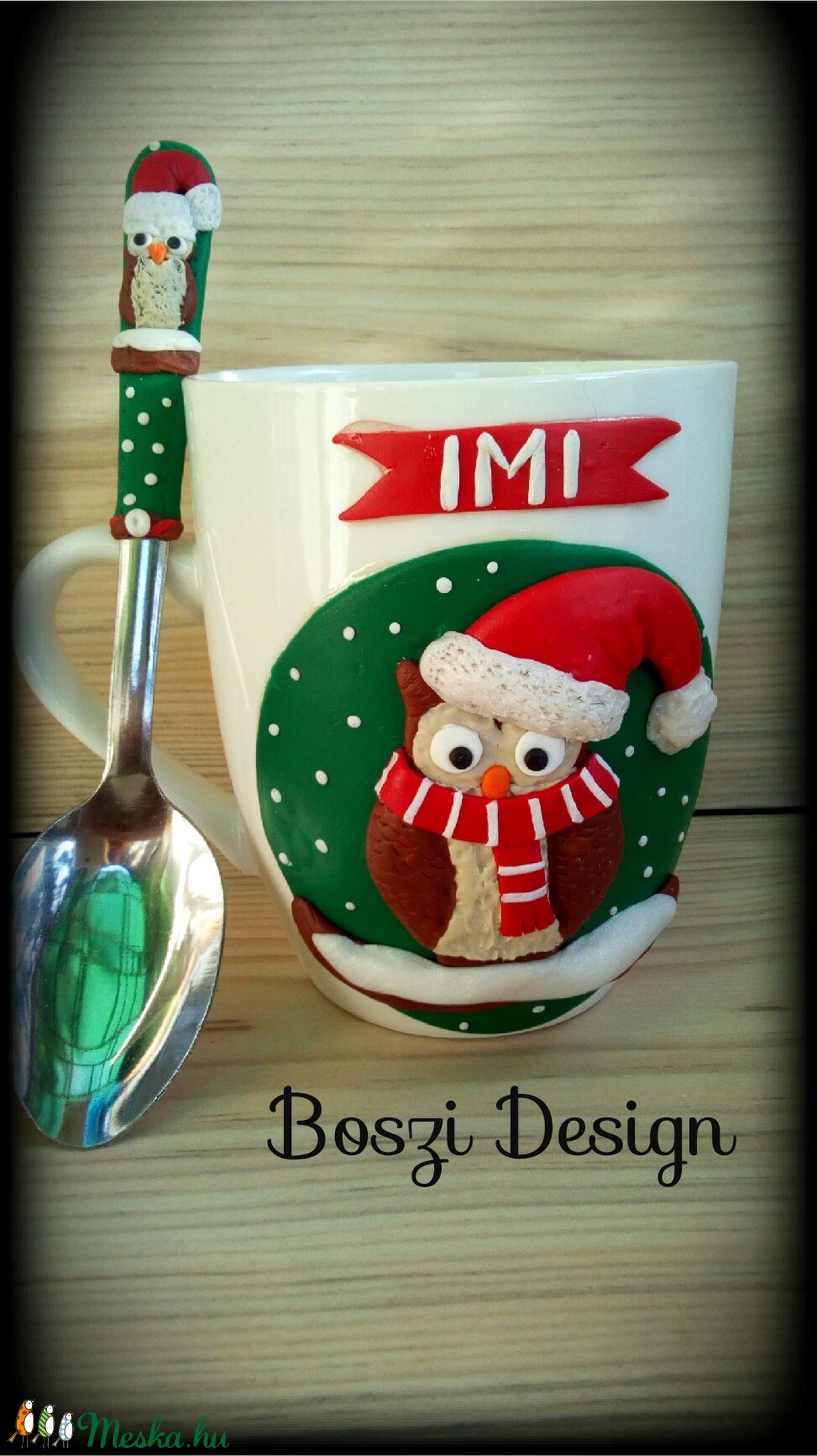 Bagoly piros sállal. -  - Meska.hu