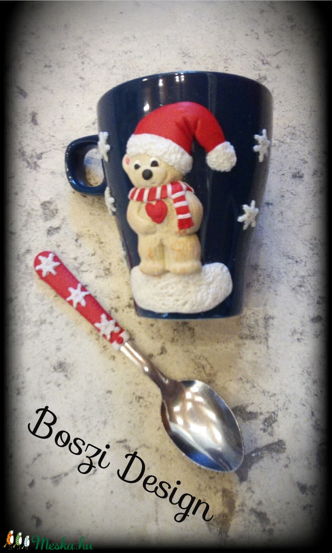 Maci hóesésben bögre szett - otthon & életmód - konyhafelszerelés, tálalás - Meska.hu