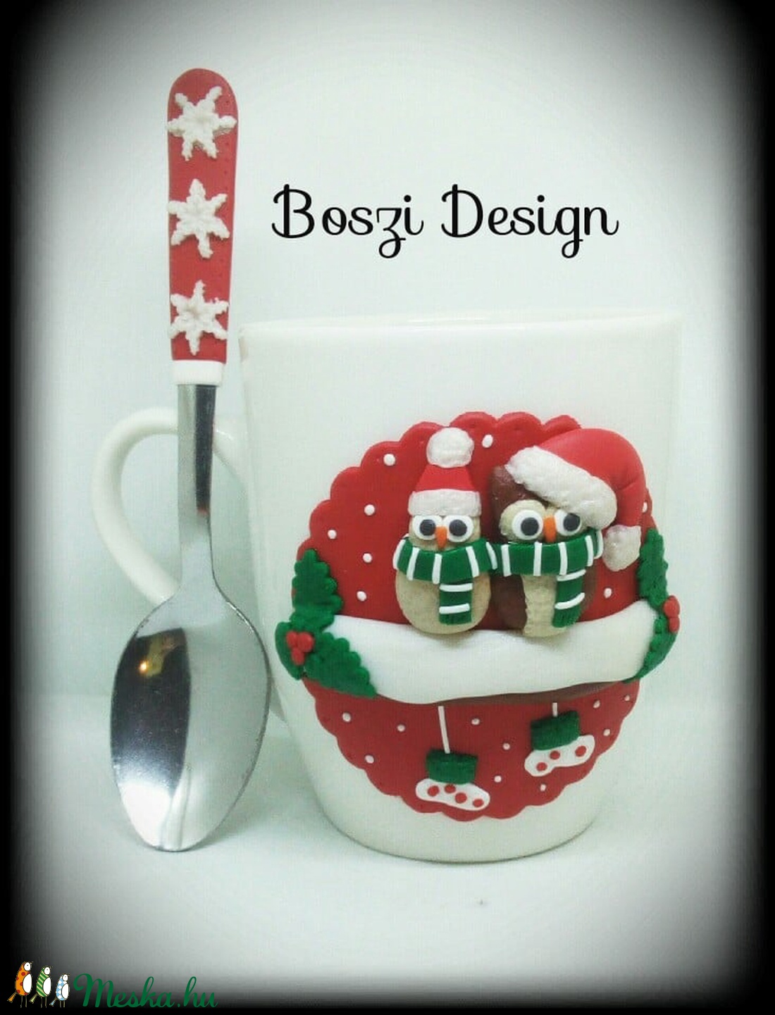 Karácsonyi Szerelmes Baglyok bögre szett. - otthon & életmód - konyhafelszerelés, tálalás - Meska.hu