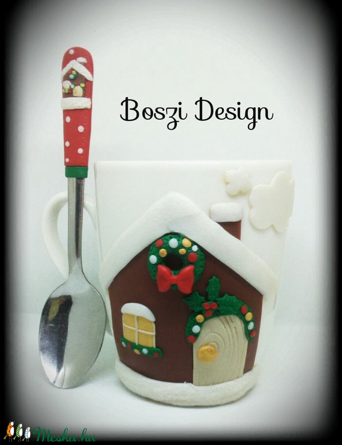 Karácsonyi Havas házikó bögre szett. - otthon & életmód - konyhafelszerelés, tálalás - Meska.hu