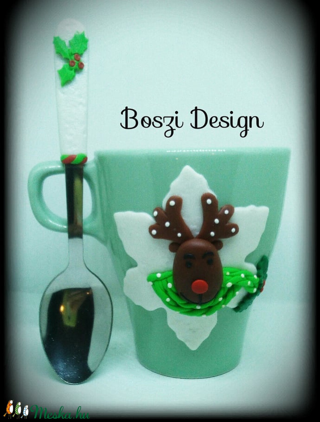 Karácsonyi Rénszarvas fejes bögre szett. - otthon & életmód - konyhafelszerelés, tálalás - Meska.hu