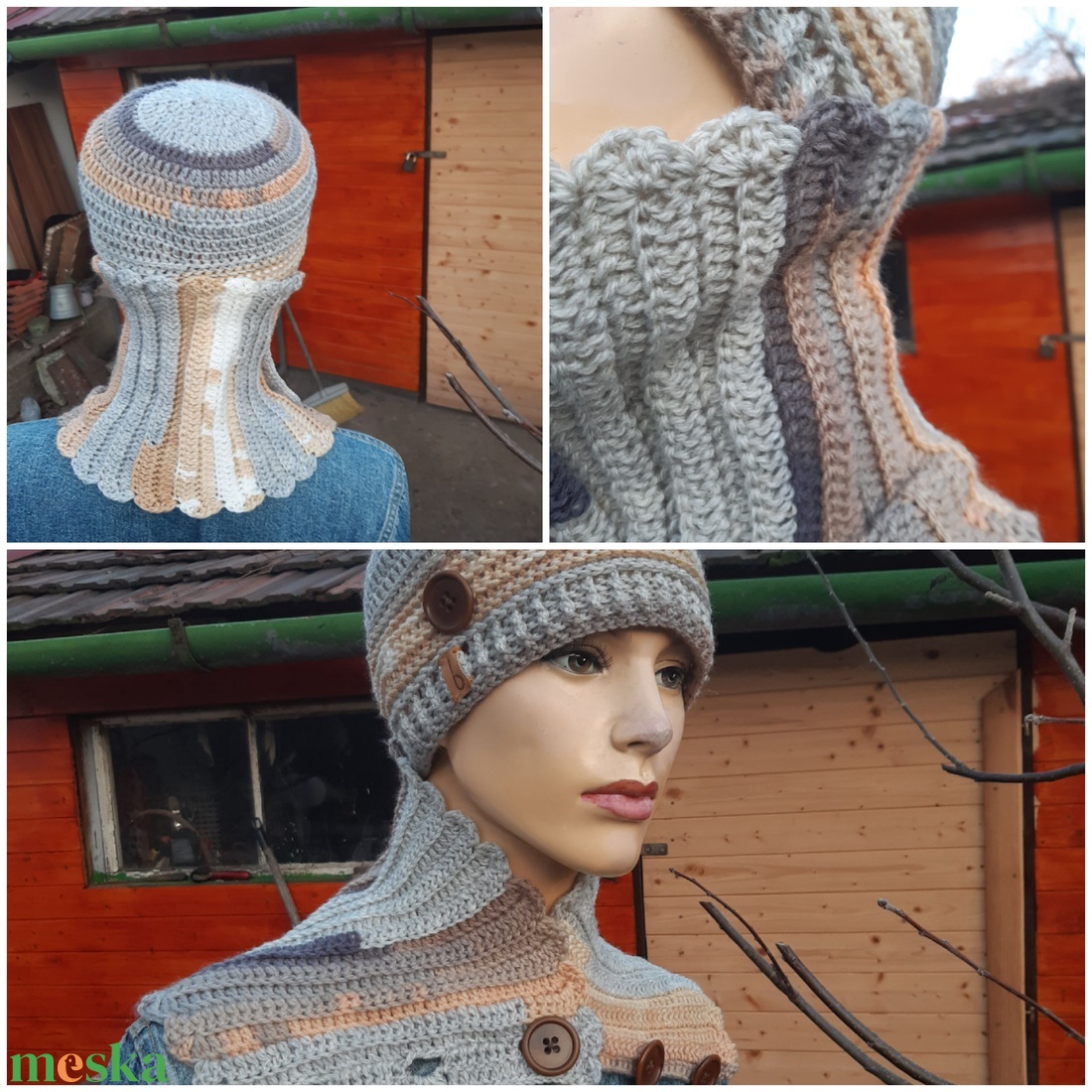 Férfi sapka, fiú szett,  sál, horgolt, kötött - ruha & divat - sál, sapka, kendő - sapka & sál szett - Meska.hu
