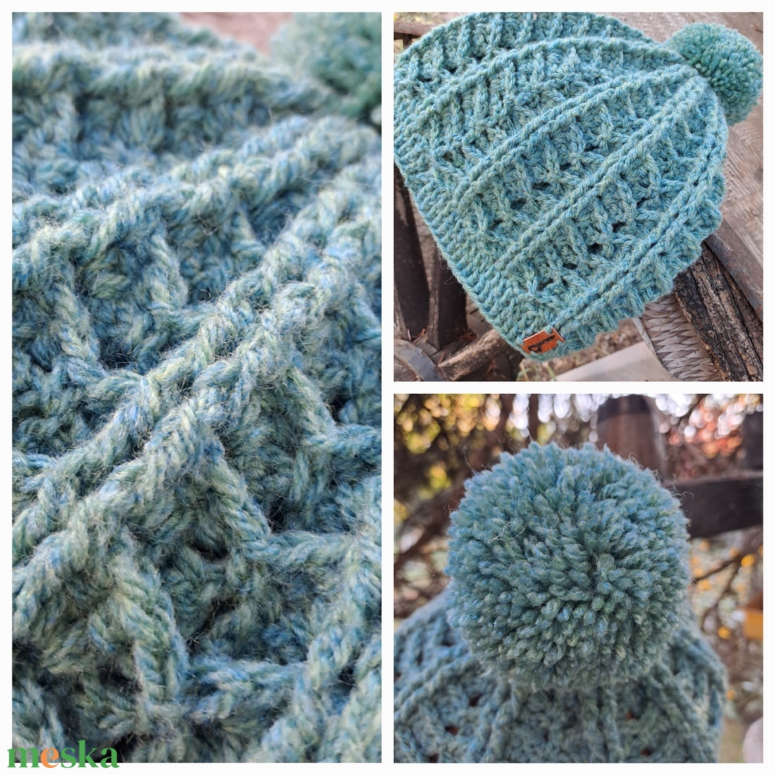 Női sapka, horgolt: Tengerzöld KIÁRUSÍTÁS! - ruha & divat - sál, sapka, kendő - sapka - Meska.hu