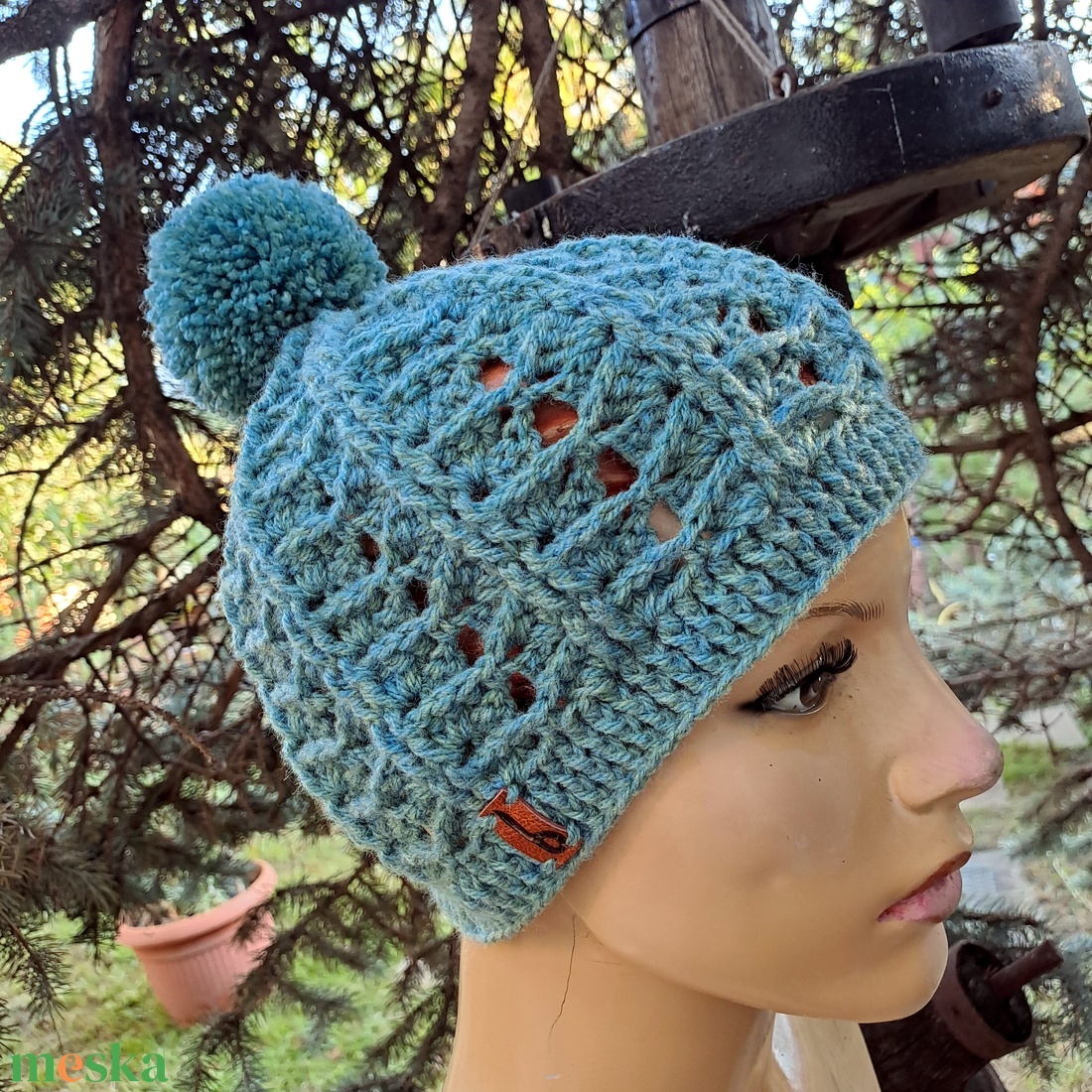 Női sapka, horgolt: Tengerzöld KIÁRUSÍTÁS! - ruha & divat - sál, sapka, kendő - sapka - Meska.hu