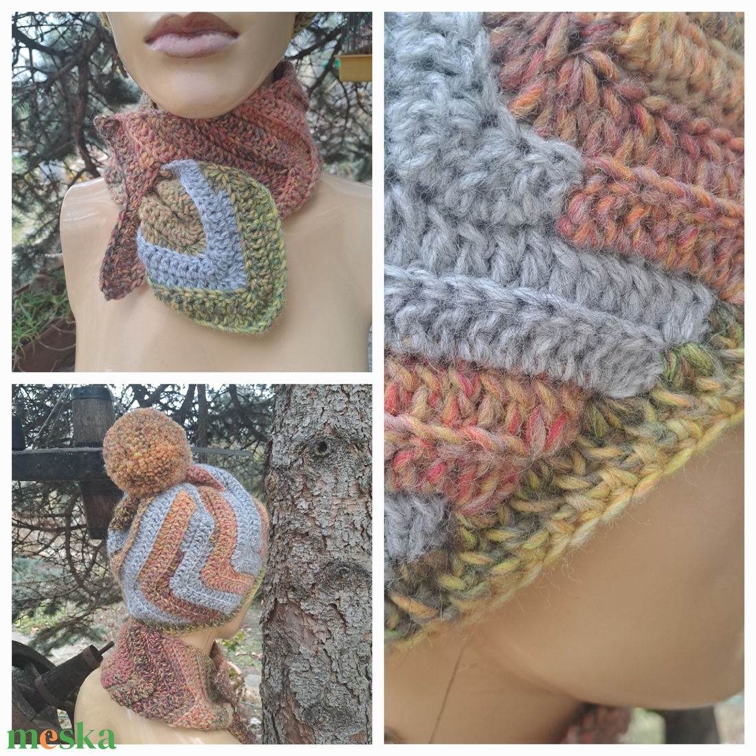 Női, férfi sapka, sál. KIÁRUSÍTÁS! ROXI,  horgolt, kötött szett - ruha & divat - sál, sapka, kendő - sapka & sál szett - Meska.hu