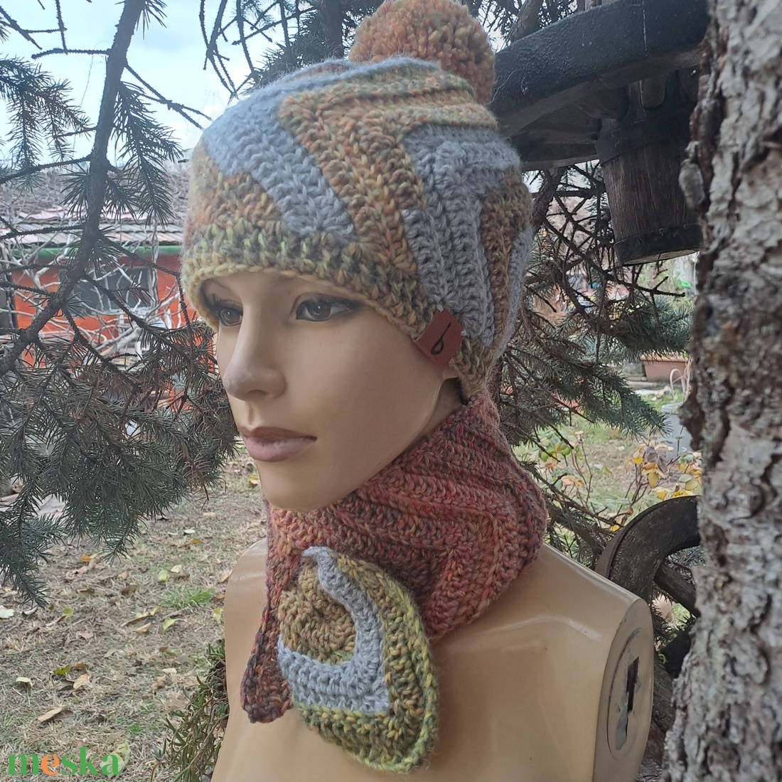 Női, férfi sapka, sál. KIÁRUSÍTÁS! ROXI,  horgolt, kötött szett - ruha & divat - sál, sapka, kendő - sapka & sál szett - Meska.hu