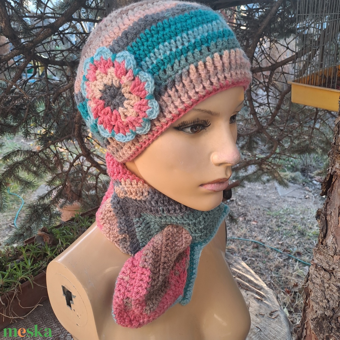 Sapka, sál, horgolt szett, Alíz - ruha & divat - sál, sapka, kendő - sapka & sál szett - Meska.hu