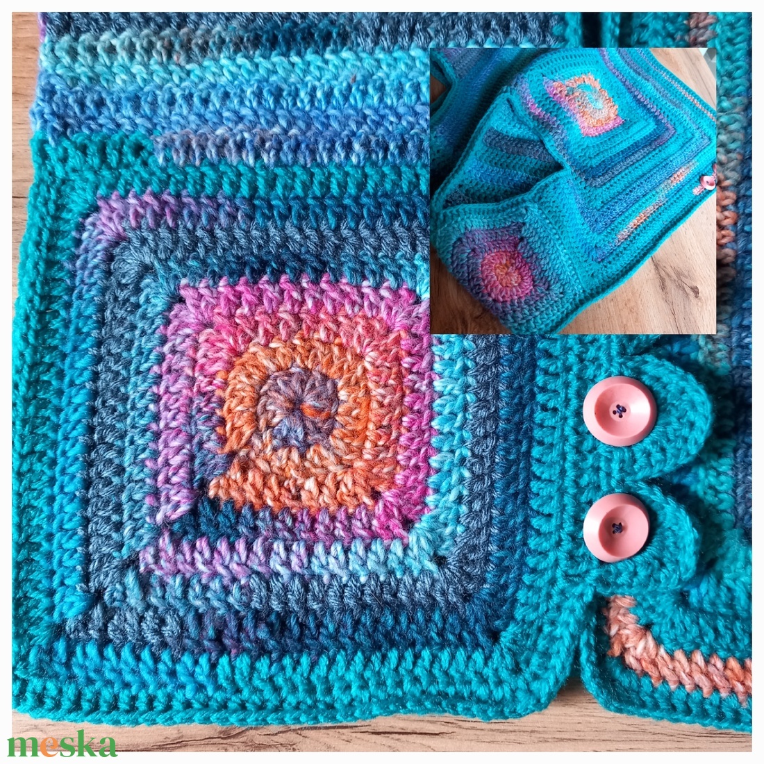 Turchese mellény, horgolt, egyedi - ruha & divat - női ruha - mellény - Meska.hu