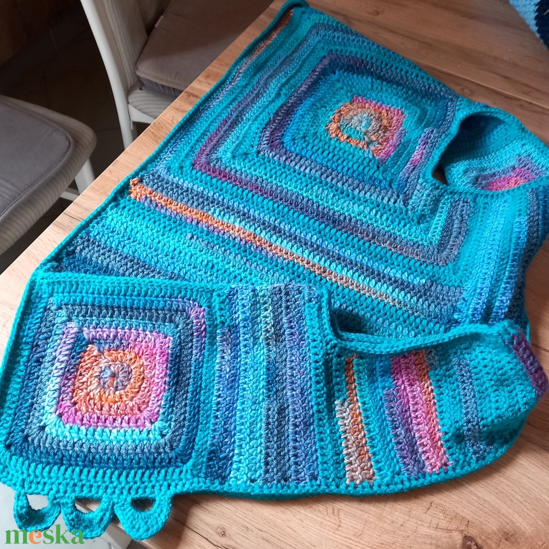 Turchese mellény, horgolt, egyedi - ruha & divat - női ruha - mellény - Meska.hu
