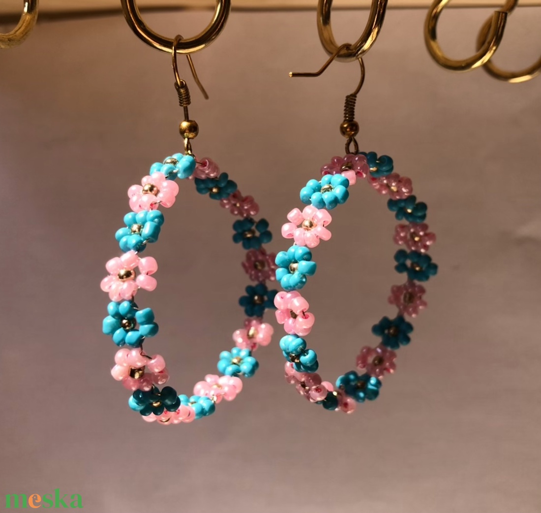 FlowerPower 005 - ékszer - fülbevaló - lógós kerek fülbevaló - Meska.hu