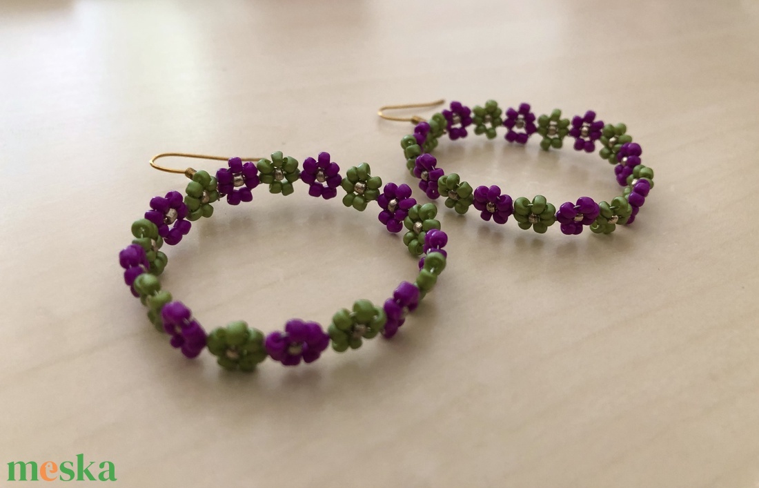 FlowerPower 004 - ékszer - fülbevaló - lógós kerek fülbevaló - Meska.hu