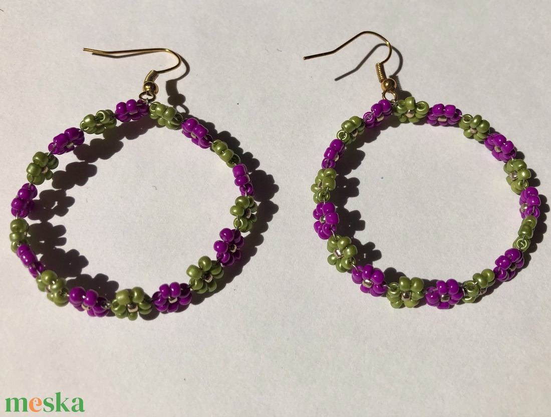 FlowerPower 004 - ékszer - fülbevaló - lógós kerek fülbevaló - Meska.hu