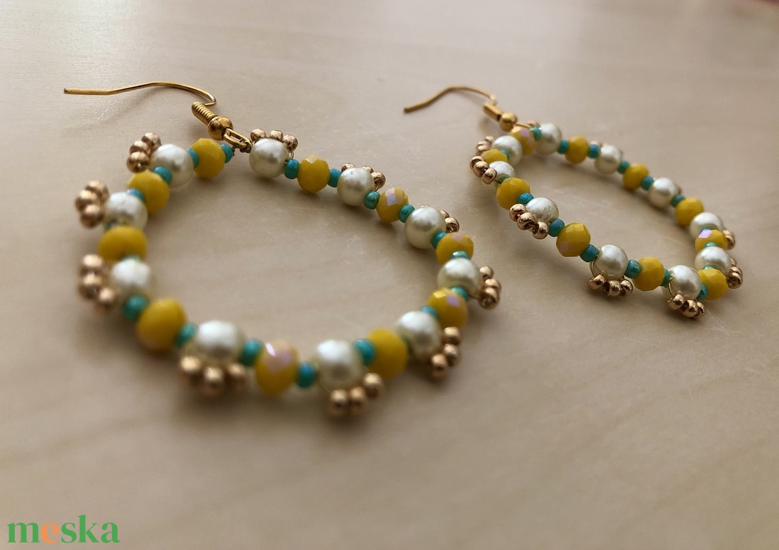 Sunshine 001 - ékszer - fülbevaló - lógós kerek fülbevaló - Meska.hu