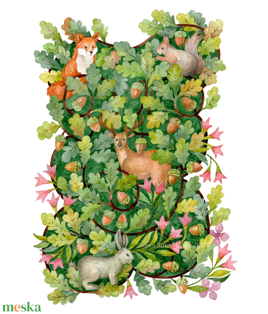 Tölgyfák között - Print (Akvarell) - otthon & életmód - dekoráció - kép & falikép - kép & falikép - Meska.hu