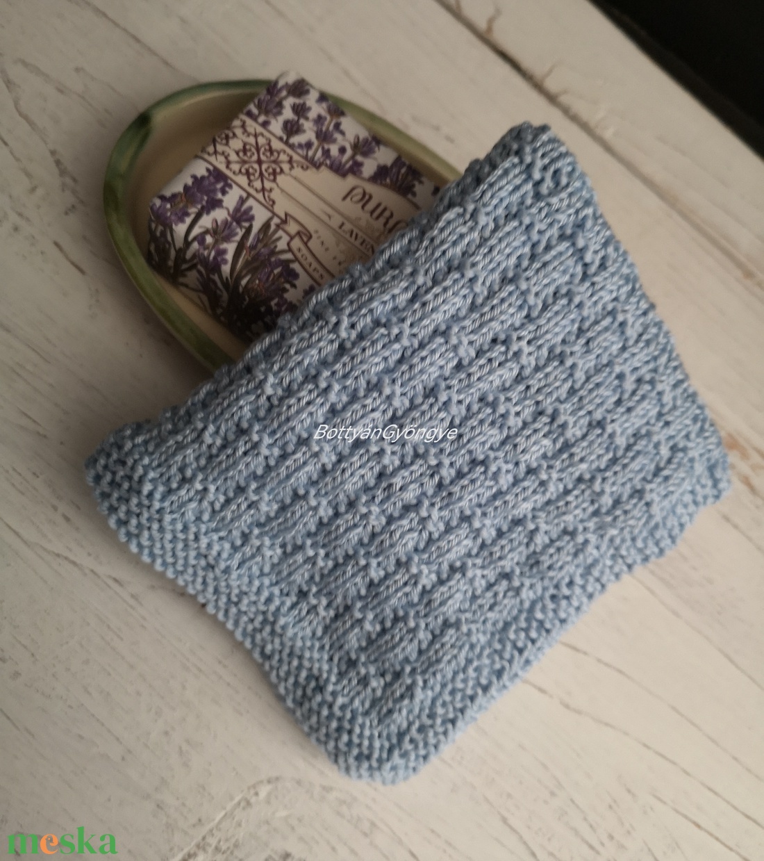 Kötött törlőkendő - kék - szépségápolás - arcápolás - arclemosó - Meska.hu