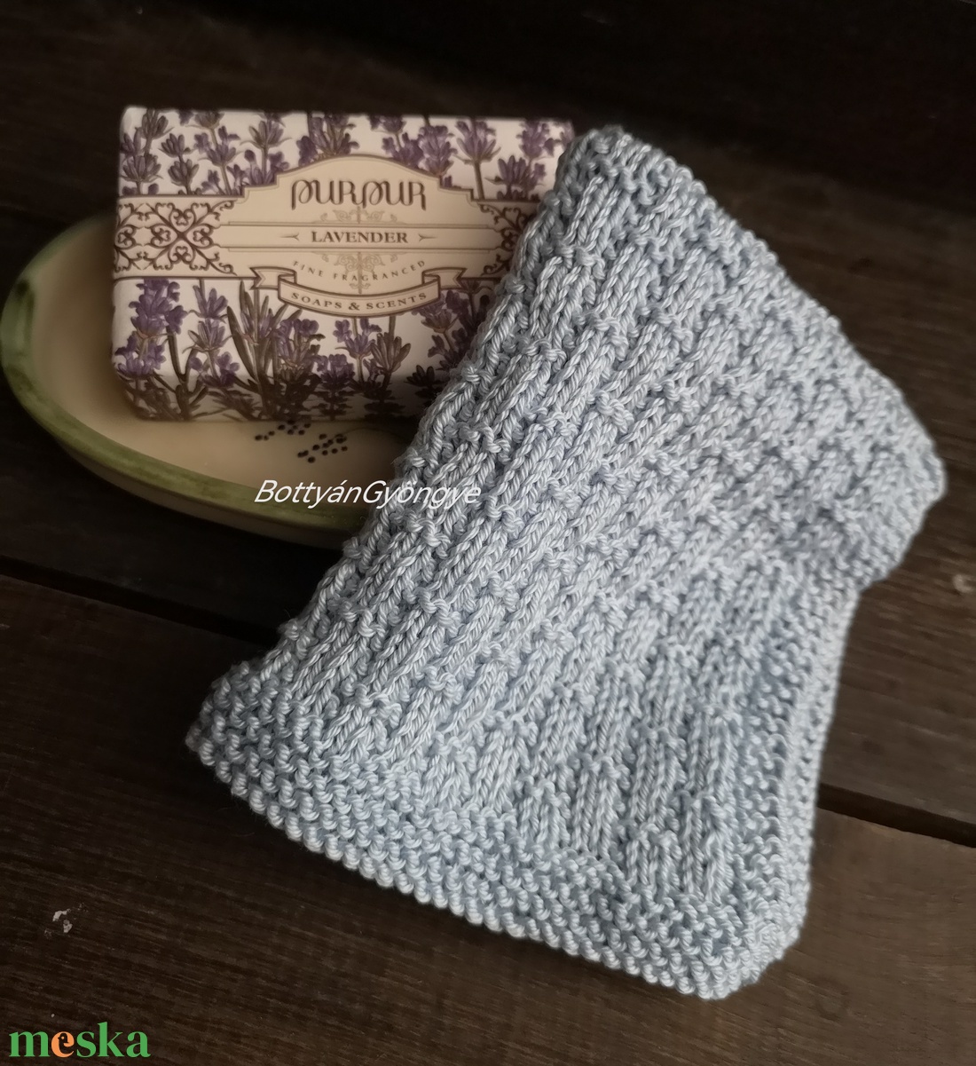 Kötött törlőkendő - kék - szépségápolás - arcápolás - arclemosó - Meska.hu