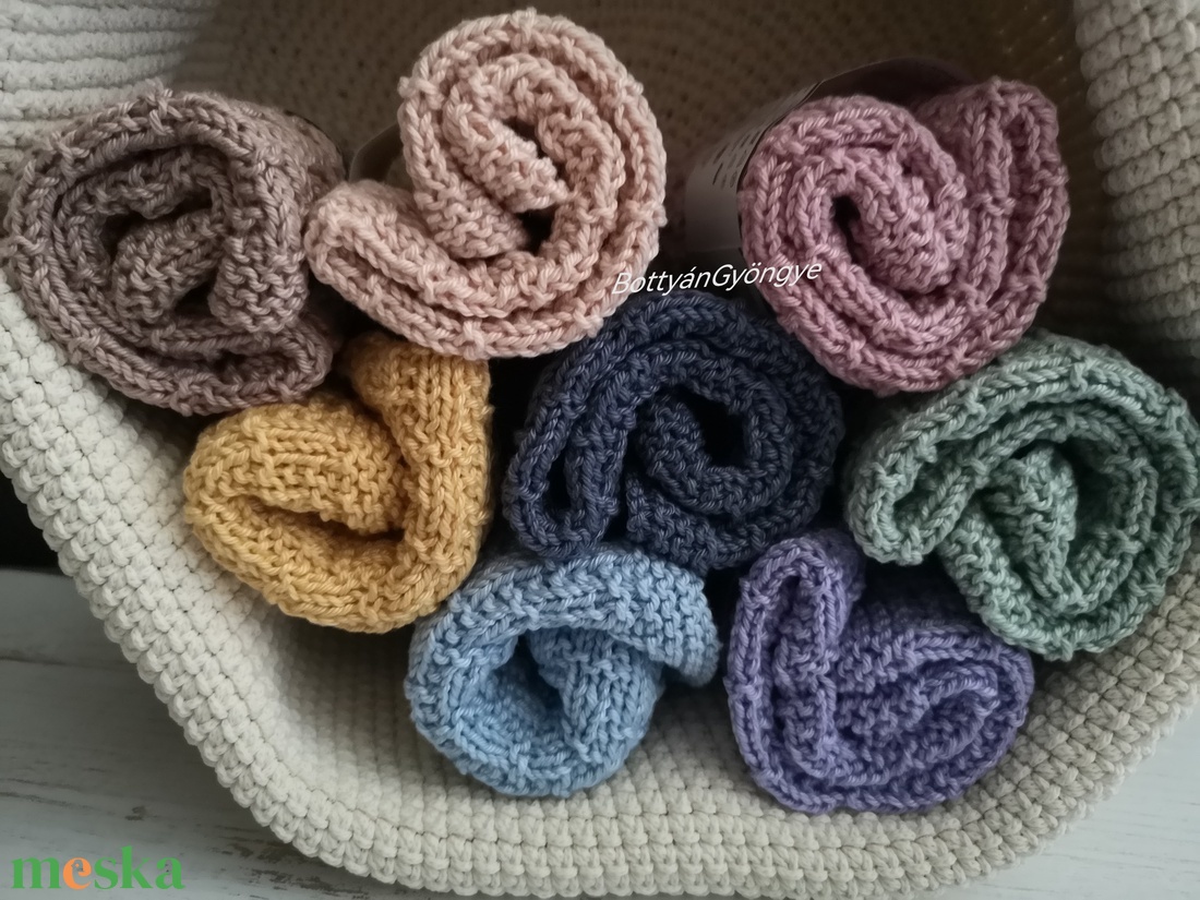 Kötött törlőkendő - kék - szépségápolás - arcápolás - arclemosó - Meska.hu