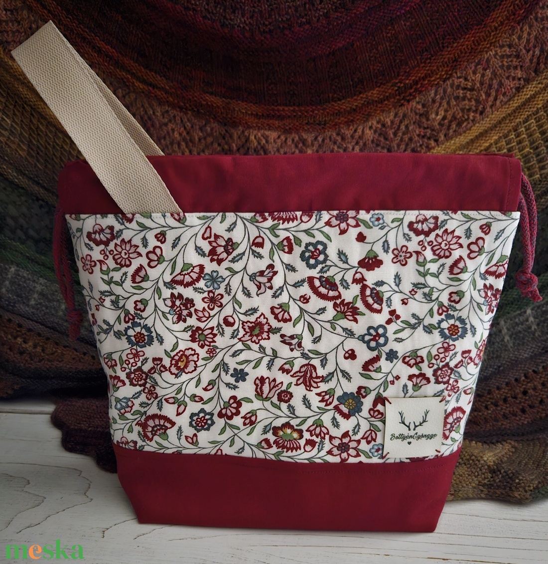 Kézimunka táska  / projekt bag M méret - táska & tok - kézitáska & válltáska - belső rendező - Meska.hu