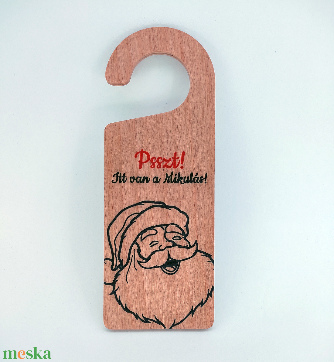 Ajtókilincs tábla Psszt! Itt van a Mikulás! felirattal - otthon & életmód - dekoráció - ajtó- és ablak dekoráció - ajtótábla - Meska.hu