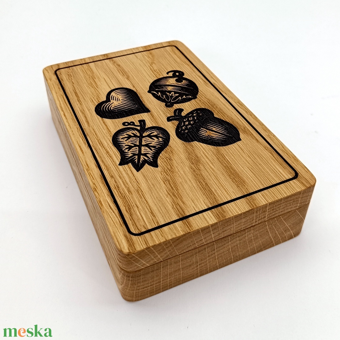 Kártyatartó doboz, magyarkártyához, tölgyfából - otthon & életmód - dekoráció - asztal és polc dekoráció - díszdoboz - Meska.hu