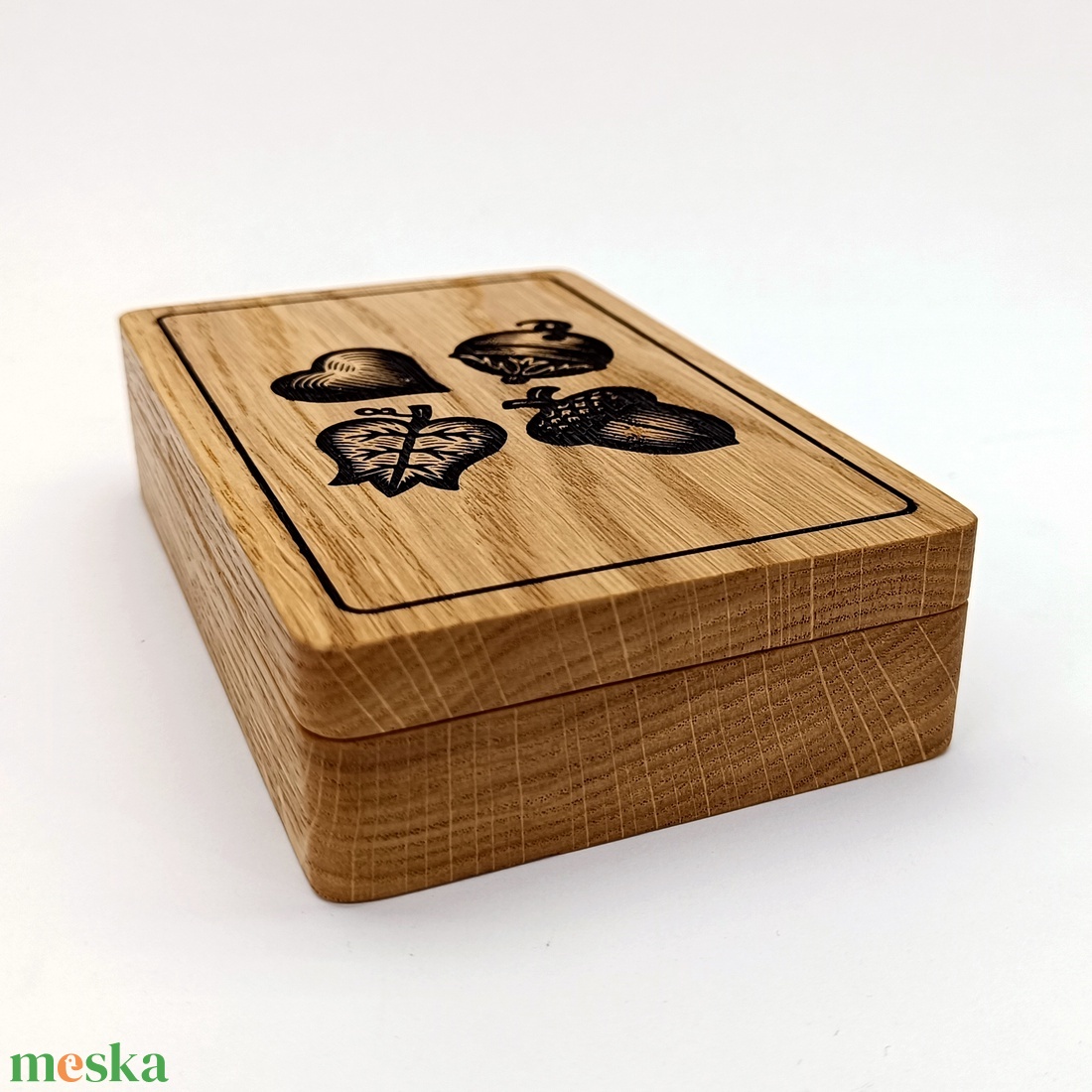 Kártyatartó doboz, magyarkártyához, tölgyfából - otthon & életmód - dekoráció - asztal és polc dekoráció - díszdoboz - Meska.hu