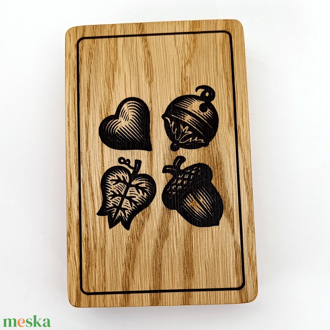 Kártyatartó doboz, magyarkártyához, tölgyfából - otthon & életmód - dekoráció - asztal és polc dekoráció - díszdoboz - Meska.hu