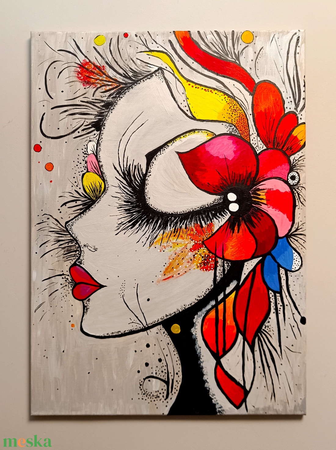 Absztrakt női portré (50�70 cm) - művészet - festmény - akril - Meska.hu