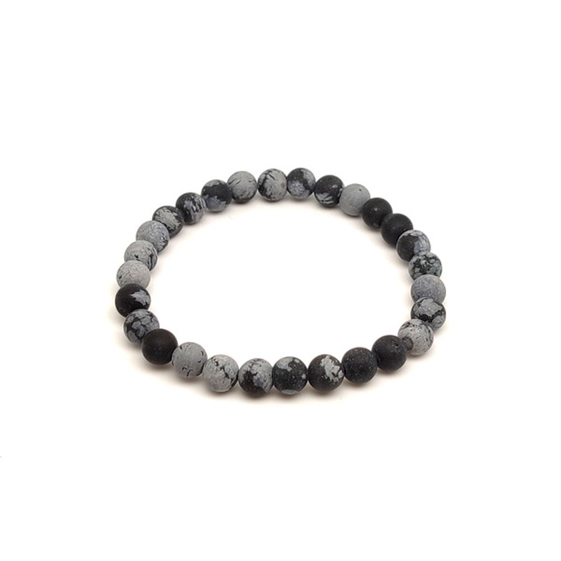 Matt hópehely obszidián golyós ásvány karkötő 6mm - ékszer - karkötő - ásványkarkötő - Meska.hu