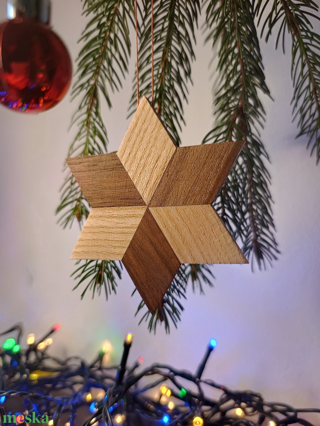 Csillag karácsonyfadísz - feketedió és kőris - karácsony - karácsonyi lakásdekoráció - karácsonyfadíszek - Meska.hu