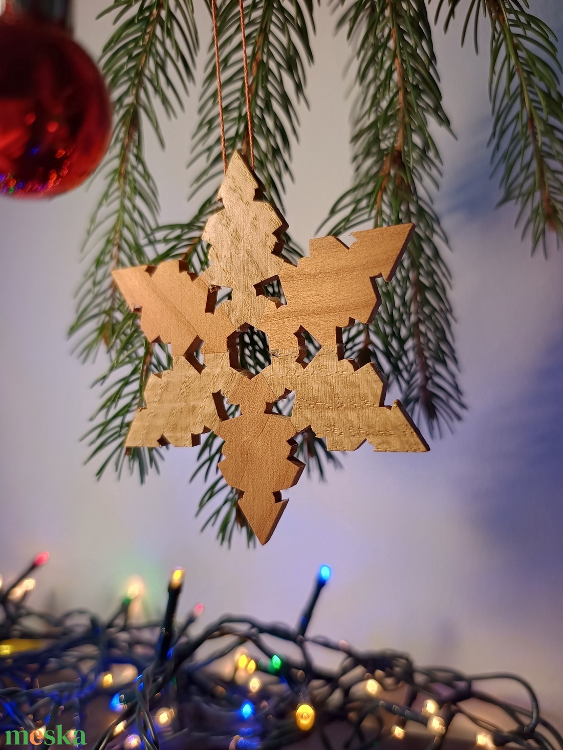 Hópehely karácsonyfadísz - dió és tölgy - karácsony - karácsonyi lakásdekoráció - karácsonyfadíszek - Meska.hu