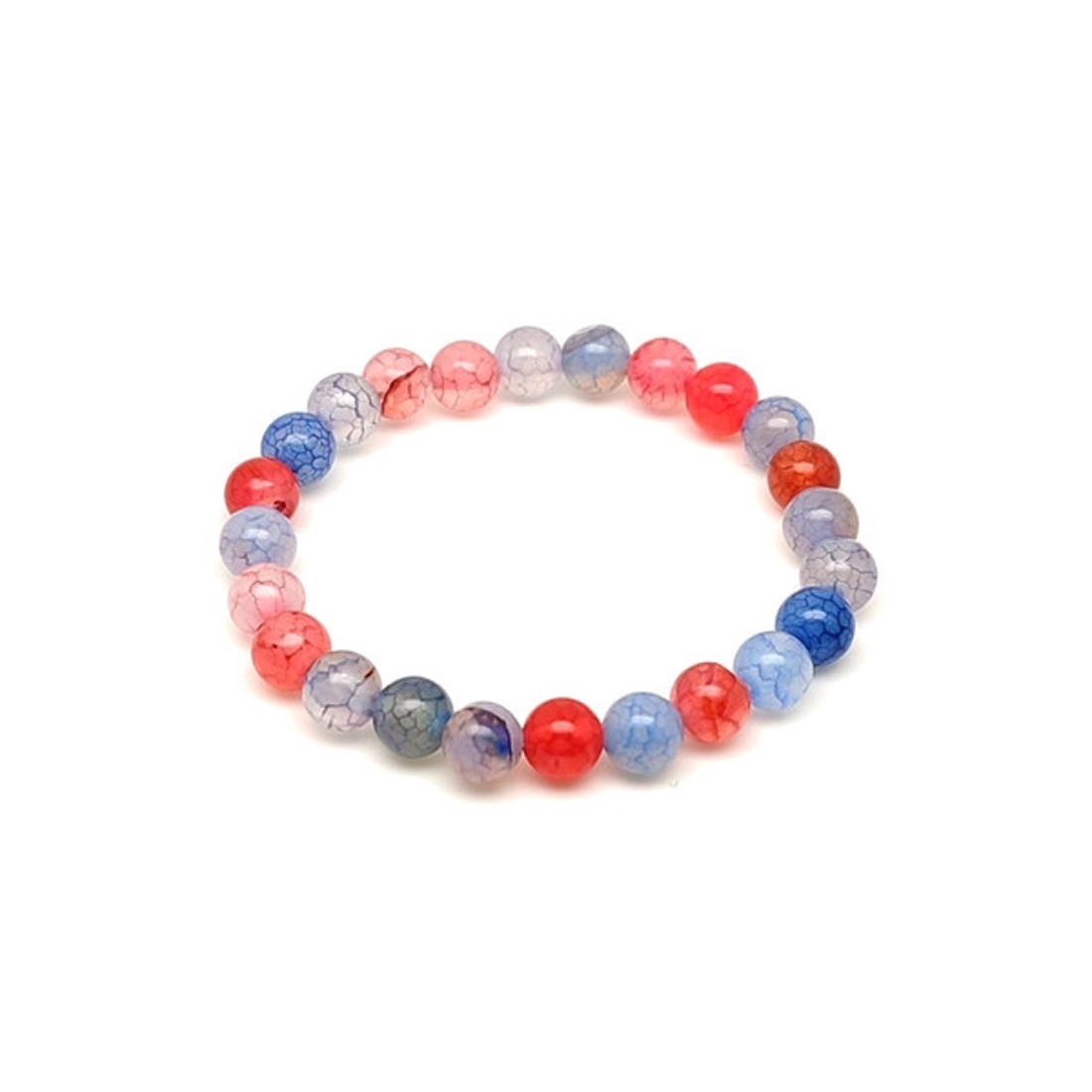 Kék-pink tűz achát golyós gyerek ásvány karkötő 6mm - ékszer - karkötő - ásványkarkötő - Meska.hu