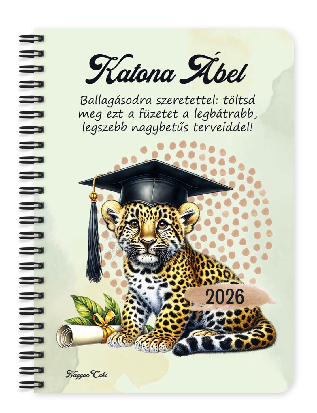 Személyre szabható - 2026 Ballagás - Leopárd mintás füzet - otthon & életmód - papír, írószer - jegyzetfüzet & napló - Meska.hu