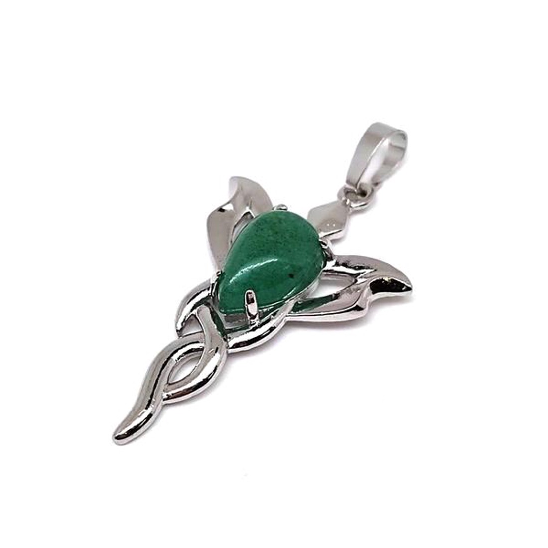 Csepp medál fém trefoil Aventurin 2,5x4cm - ékszer - nyaklánc - medál - Meska.hu